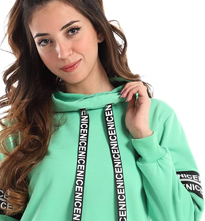 51fUKx169pL._AC_SR38 CAESAR Womens Woman Hoodie With Printed Tape And Zipperon Two Arms Hoodie - الصورة 4