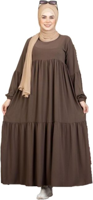 عباية بيلسيه أدوار كريب رويال موديل 9025 مقاس موحد يلبس حتي 90 ك للنساء من GAMAL SONS FOR ABAYA