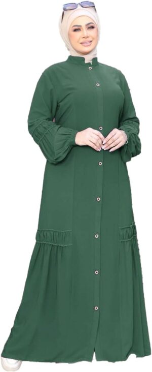عبايه خروج مطرزة كريب فيرونا بزراير موديل 138 للنساء من GAMAL SONS FOR ABAYA