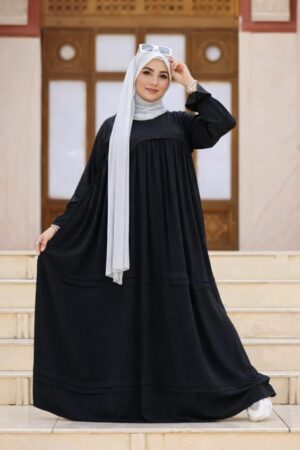عباية إسلامية محتشمة طويلة الأكمام للنساء من جلاميا، أبيض، تصميم 1001
