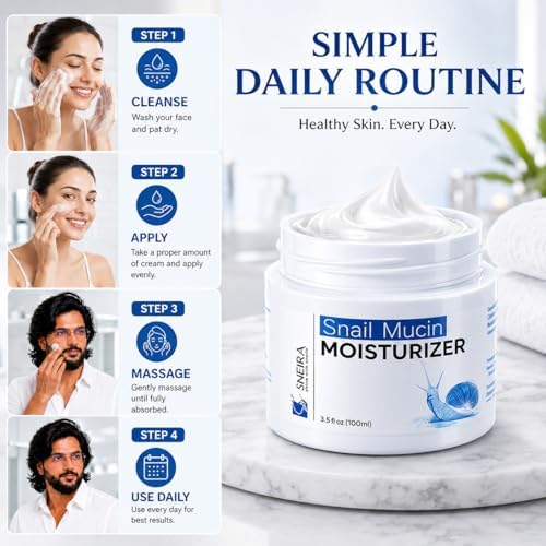 51reOH9moGL._AC_US كريم ترطيب الوجه الحلزون من سنيرا للعناية بالتجاعيد وشد البشرة وتفتيح لون البشرة دون لزج الكل في واحد (100 مل، 3.6 اونصة سائلة) - الصورة 6