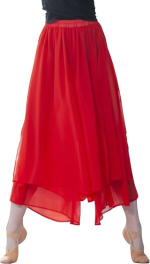 Angcoco Women's Loose Fit Double Layered Side Slit Chiffon Pants for Dance Training