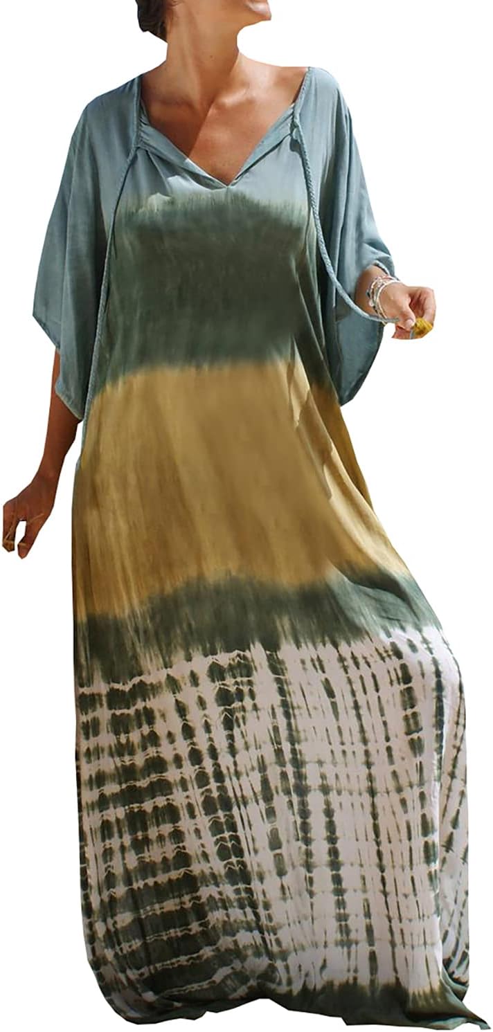 6199kdHPfBL._AC_SL1500_ ثوب طويل صيفي طويل من يو كيه دي، ثوب بتصميم بوهيمي للشاطئ، رداء علوي مقاس واحد