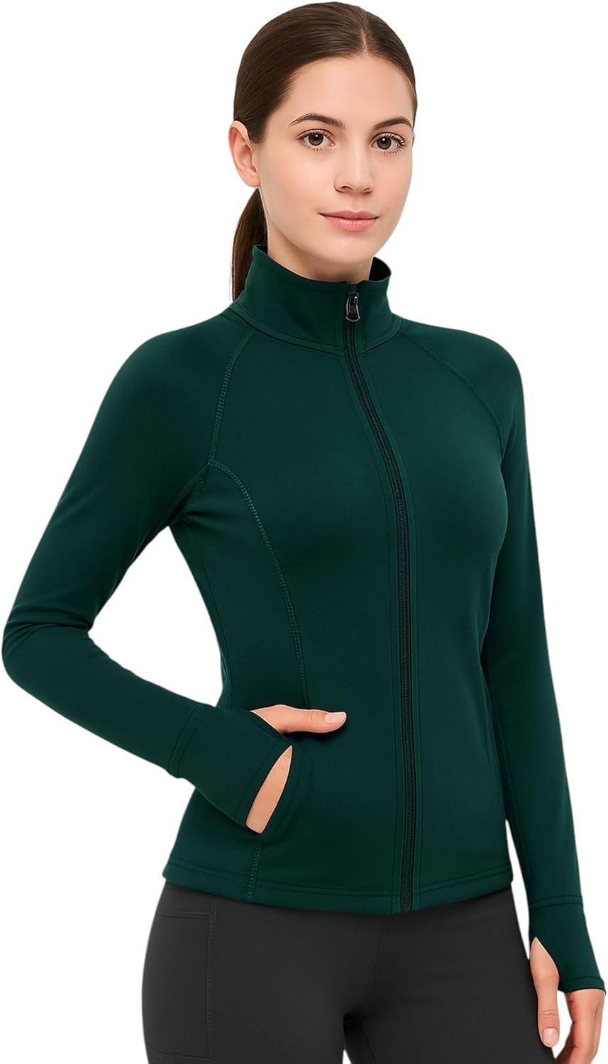 61LcnqXHGrL._AC_SL1500_ سويتشيرت خامة دراي فيت ناعمة ومرنة بأكمام طويلة مناسب للجيم والمشي والاستخدام اليومي تيشرت بسوستة للبنات والنساء من ميزا