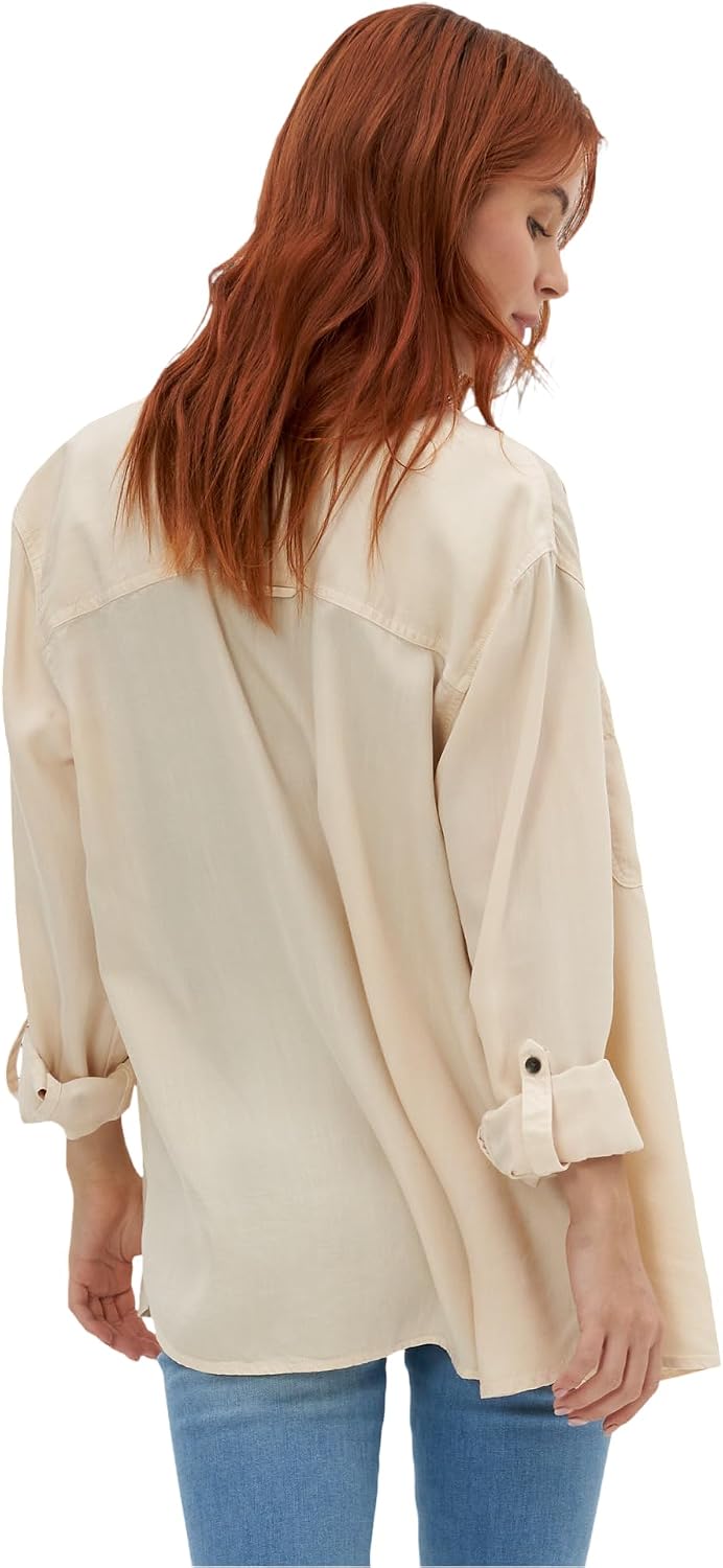 61WXLIKs7sL._AC_SL1500_ قميص كلاسيكي بأزرار وأكمام طويلة للنساء من امريكان ايجل (عبوة 1 قطعة) - الصورة 3