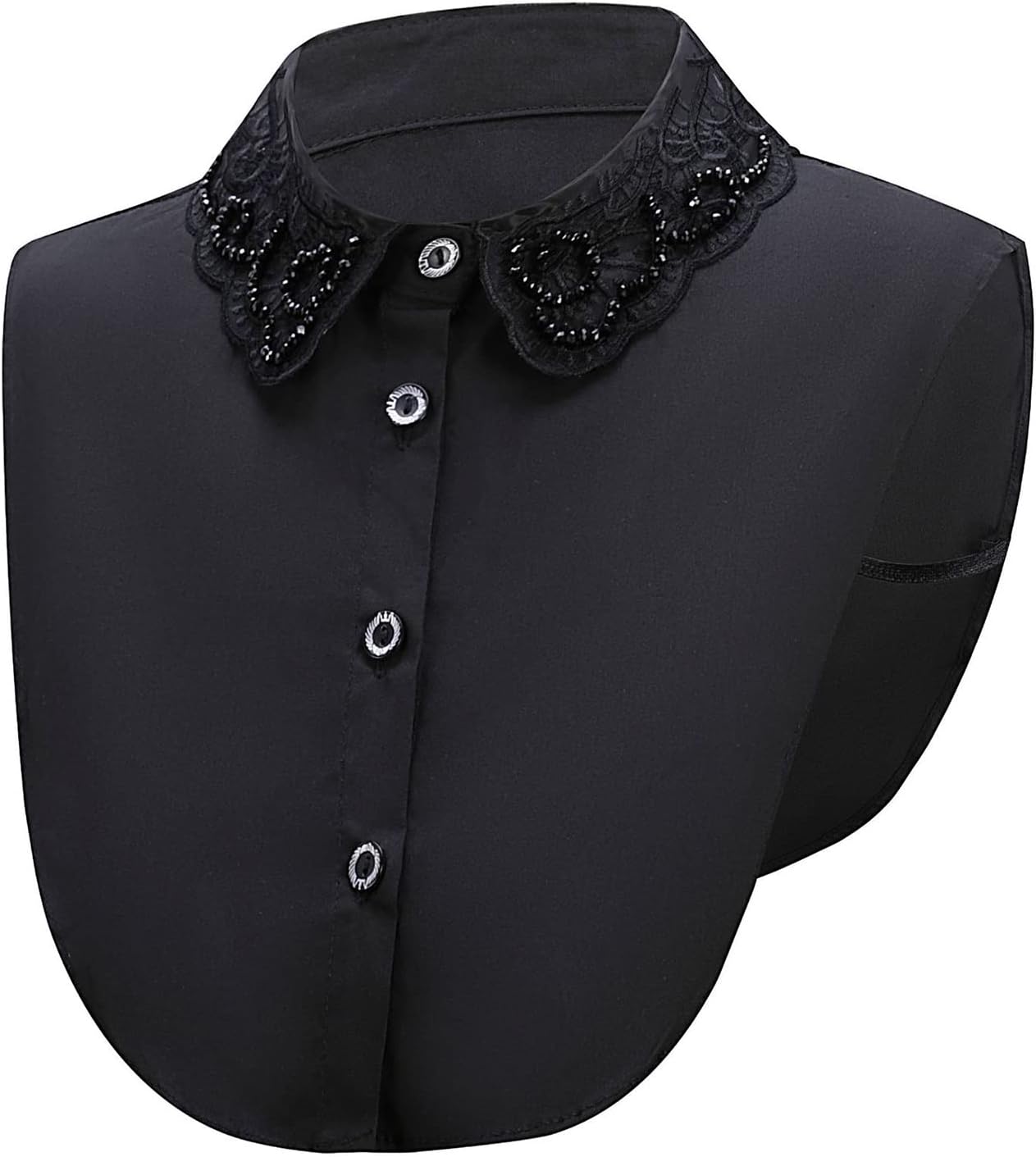 61XL3ZJkKvL._AC_SL1500_ ياقة ديكي مزيفة مرصعة باحجار الراين واللؤلؤ من نايس اين، بلوزة نصف قميص شيفون قابلة للفصل والتعديل للنساء والفتيات