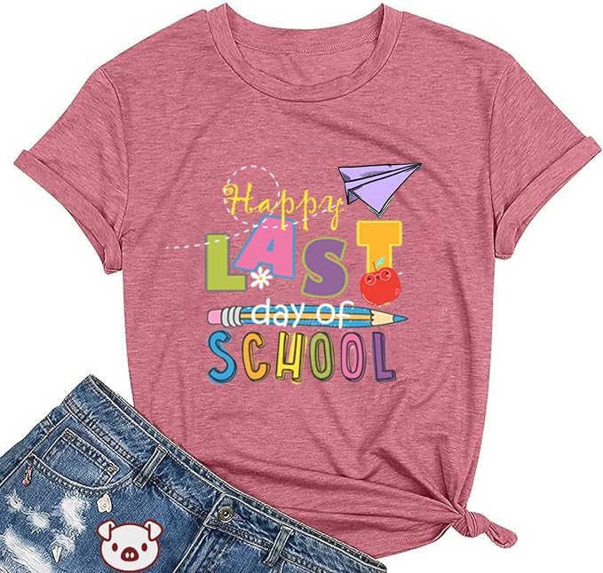 61o7XzdLX7L._AC_SL1500_ قميص مطبوع عليه عبارة Happy Last Day of School للنساء مطبوع عليه عبارة in My Last Day of School Era - الصورة 3