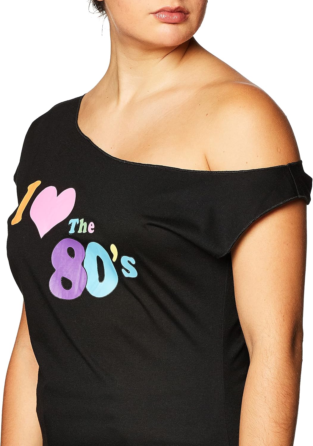 81LSycaLrlS._AC_SL1500_ كستيوم كالتشر تي شيرت نسائي مطبوع عليه I Love The 80's، أسود، مقاس صغير-متوسط - الصورة 2