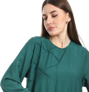 عباءة كتان بأكمام طويلة مزينة بتصميم على الصدر للنساء من سيزر
