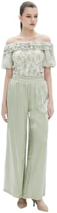 21F2k5wMhVL._AC_SL800_ MICA WOMEN WOMEN'S WIDE-LEG ELASTIC WAIST PANTS MLC0498ST25Q106 - الصورة 2