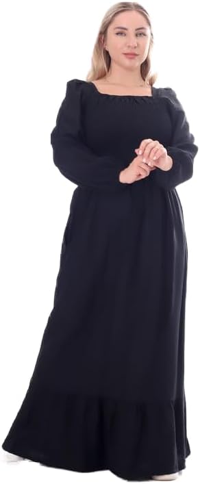 BEBO نسائي فستان حريمي طويل سادة اكمام طويلة