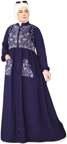 31YL7pcYk9L._AC_SL1500_ عبايه خروج مطرزة كريب فيرونا بسحاب موديل 8120 للنساء من GAMAL SONS FOR ABAYA - الصورة 3