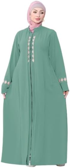 عبايه خروج مطرزة كريب فيرونا بسحاب موديل 8127 للنساء من GAMAL SONS FOR ABAYA