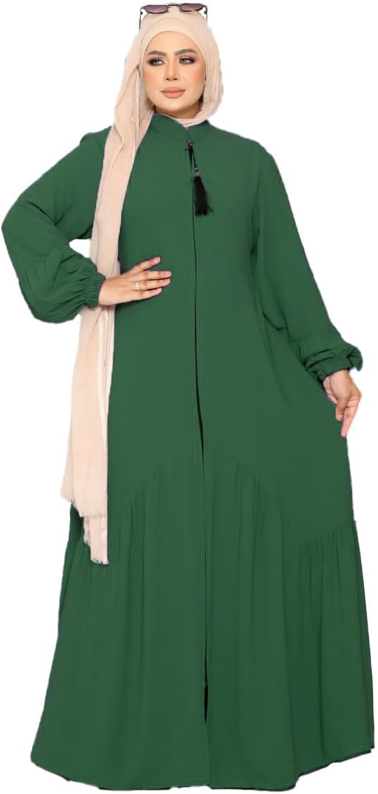 عبايه خروج كريب فيرونا بسحاب موديل 136 للنساء من GAMAL SONS FOR ABAYA