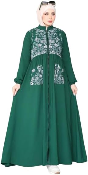 41HOngkhFgL._AC_SL1500_ عبايه خروج مطرزة كريب فيرونا بسحاب موديل 8120 للنساء من GAMAL SONS FOR ABAYA - الصورة 4