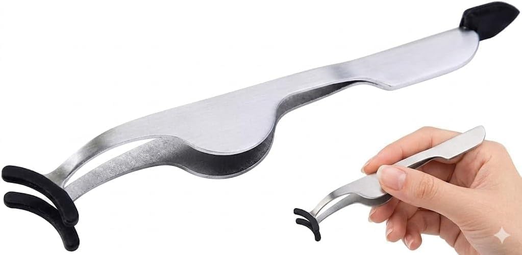 41I0zoqNKGL._AC_SL1500_ Stainless Steel TWEZZER False Eyelash Applicator Extension Remover Applicator Clip Makeup Tool Beauty Supplies Silverwith Rubber Grips - الصورة 2
