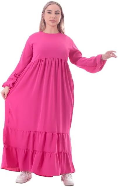 BEBO نسائي فستان حريمي طويل سادة اكمام طويلة