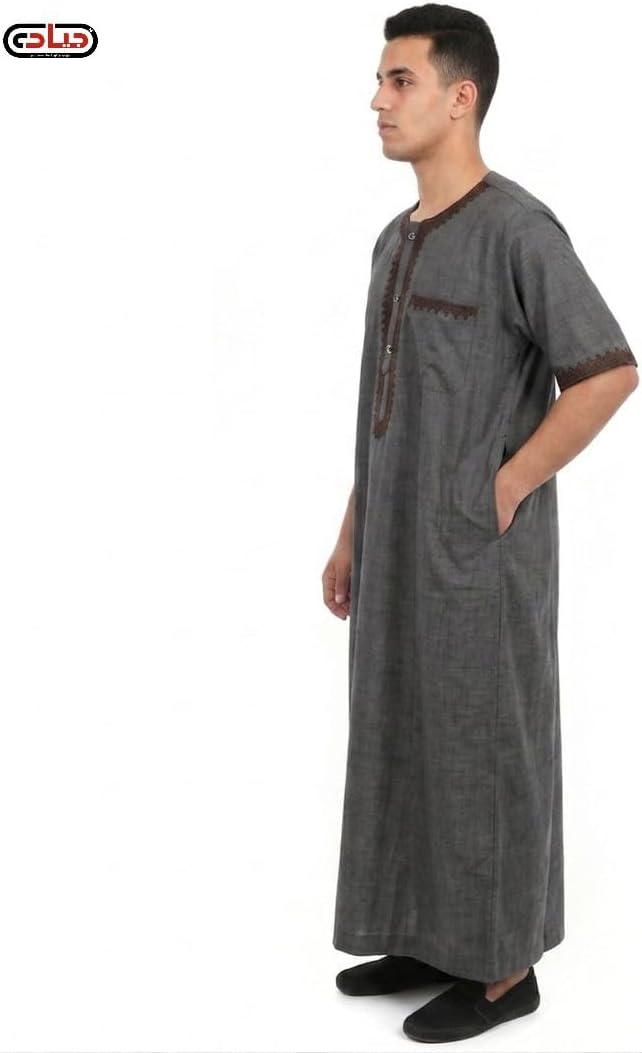 41fo66GqyKL._AC_SL1500_ عباية رجالي كتان نصف كم - الصورة 4