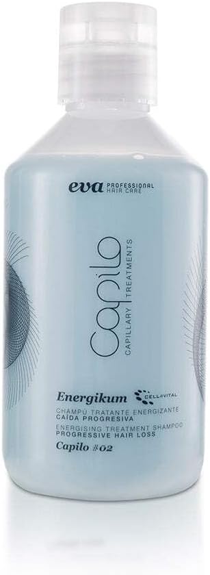 Eva Professional Hair Care Progressive Thinning Shampoo, Natural, Sulfate Free, Vegan, Cruelty Free, No Parabens, Loss Shampoo for Men and Women, N.02 Capilo Energikum Treatment, 300ml