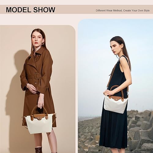 41jEVYyKF-L._AC_SL1500_ شنطة كروس صغيرة للنساء، شنطة زلابية مبطنة بالوان متباينة مع حزام قابل للتعديل، شنطة كتف انيقة للاستخدام اليومي، محافظ عصرية للسيدات، شنطة يد نايلون كاجوال خفيفة الوزن (اوف وايت)، L - الصورة 4