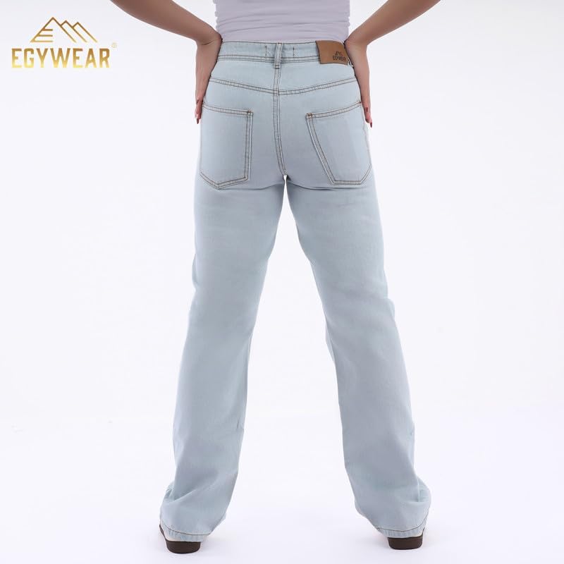 41vGdviVzvL._AC_SL1500_ بنطلون جينز بأرجل واسعة للنساء من إيجي وير، أزرق فاتح - EG-258 - الصورة 4