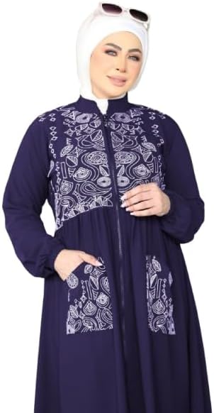 41w84LPYQPL._AC_SL1500_ عبايه خروج مطرزة كريب فيرونا بسحاب موديل 8120 للنساء من GAMAL SONS FOR ABAYA - الصورة 2