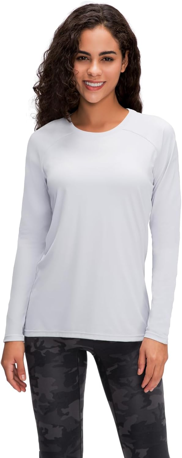 511WEvFQ0nL._AC_SL1500_ قمصان رياضية بأكمام قصيرة/ طويلة للنساء من 3 قطع من بويزن، قمصان واقية من الشمس بعامل حماية من الأشعة فوق البنفسجية 50+ - الصورة 2