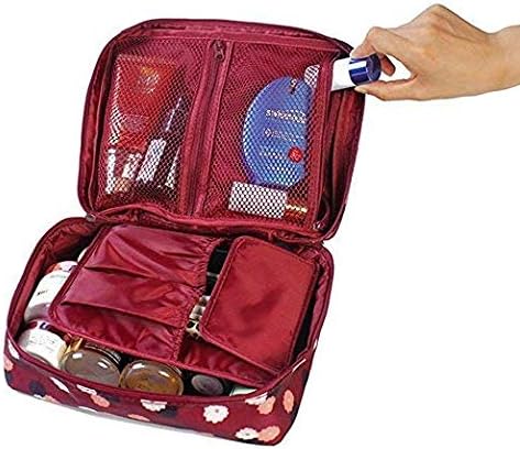 511dyKuUx4L._AC_SL1500_ شنطة مكياج محمولة للسفر متعددة الوظائف لادوات الزينة منظمة التجميل اوكسفورد أحمر - الصورة 4