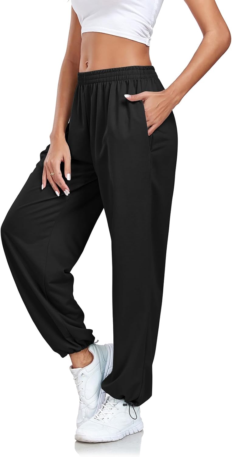 512XU6ExbwL._AC_SL1500_ سروال رياضي للنساء بأرجل واسعة من اينوكران، سروال كارجو كاجوال فضفاض بخصر مرتفع وجيوب للرياضة والركض، تصميم قابل للتمدد وكاحل مرن - الصورة 2