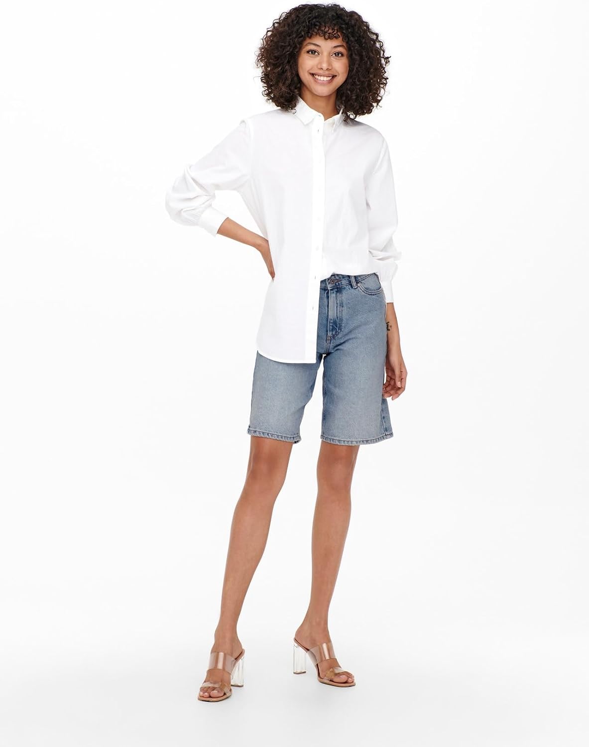 51Ekl0msD6L._AC_SL1500_ ONLY womens ONLSONNY WIDE DNM Shorts (pack of 1) - الصورة 3