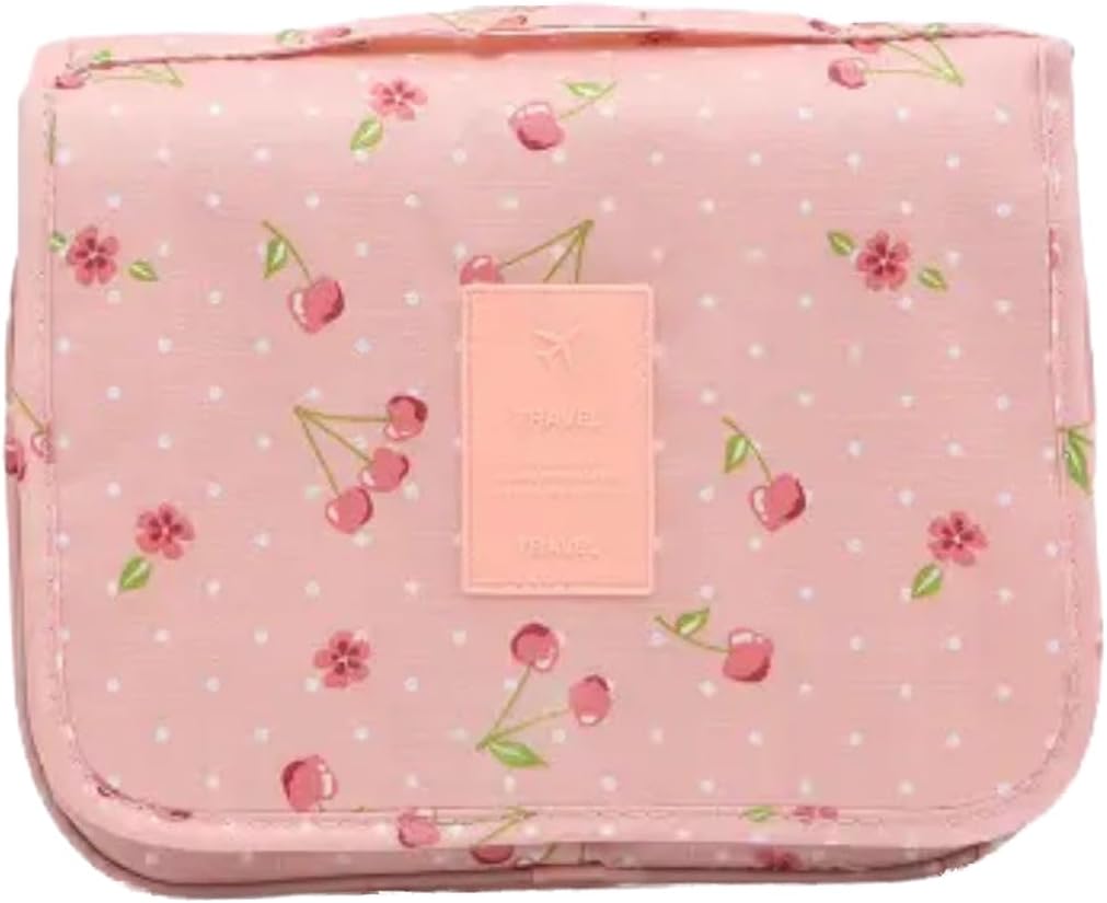حقيبة أدوات الزينة المعلقة لتنظيم مستحضرات التجميل للسفر للرجال والنساء مع خطاف قوي (شكل 1) مكس