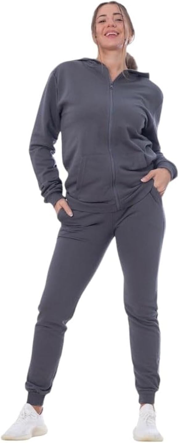 Mamilly Jeans طقم ملابس رياضية من قطعتين بسوسته اماميه وغطاء راس نسائي