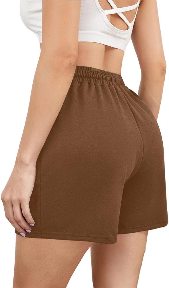 51KHIitFrhL._AC_SL1500_ شورت رياضي مرتفع الخصر مع جيوب جانبية ورباط للنساء - برباط عند من نيلتون البوليستر - الصورة 2