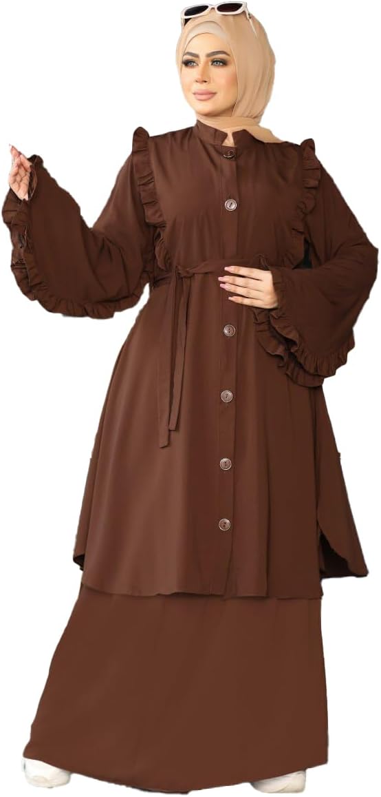 عباية كاجوال بأزرار وكشكش أنيق GAMAL SONS FOR ABAYA GS-7047-32320-Parent