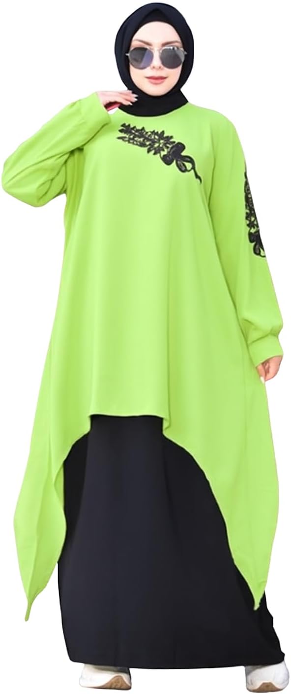 51QgwjZ3EjL._AC_SL1500_ ادناء أسلامي 2 قطعة ( بلوزة مطرزة بورد وجيبة ) كريب رويال موديل 9057 مقاس موحد يلبس حتى 150 ك للنساء من GAMAL SONS FOR ABAYA - الصورة 2