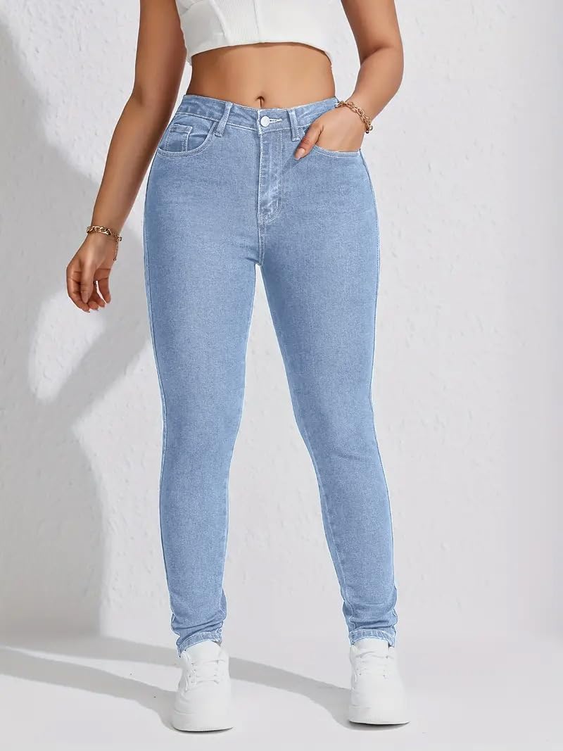 51VlTuoLuEL._AC_SL1500_ Women's High-Waisted Skinny Jeans for Casual Daily Wear Slim-Fit Denim Pants with Classic Pockets - الصورة 4