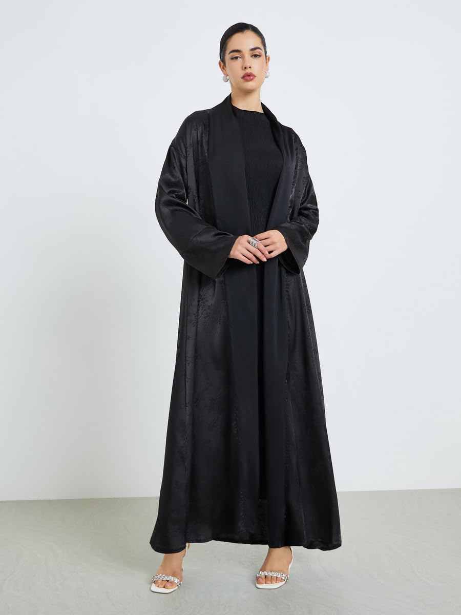 51Wt3QHNTML._AC_SL1500_ Amirah Women Black A-Line Abaya with Scarf,Black,S - الصورة 4