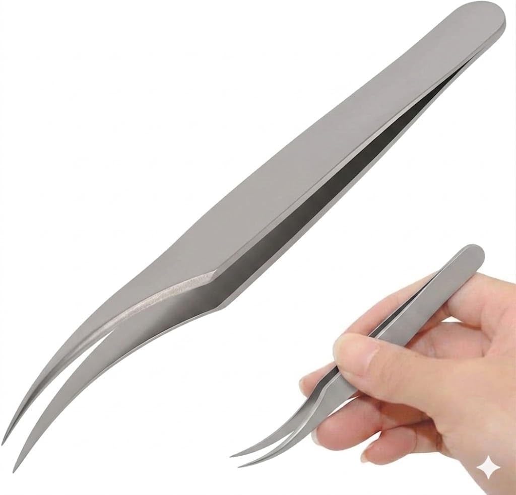 51XgKi36sDL._AC_SL1500_ Stainless Steel TWEZZER False Eyelash Applicator Extension Remover Applicator Clip Makeup Tool Beauty Supplies Silverwith Rubber Grips - الصورة 3