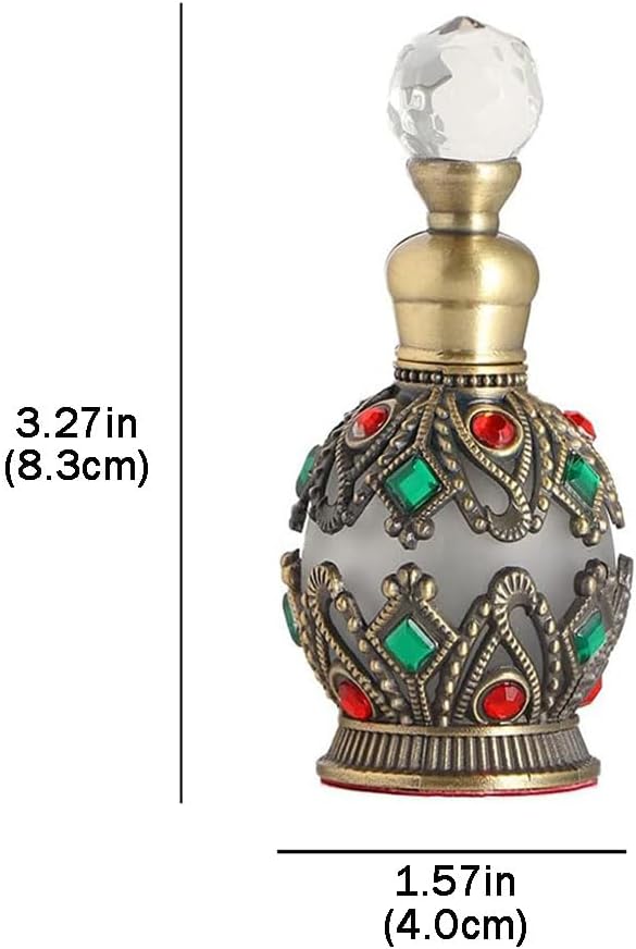 51aufr-tX5L._AC_SL1500_ زجاجة عطر مدمجة قابلة لاعادة الملء بسعة 15 مل للنساء، زجاجة عطر زجاجية صغيرة مزخرفة كريستالية عتيقة، بخاخ زيت عطري محمول للسفر، تخزين فاخر، هدية عيد الميلاد، اسود + - الصورة 2