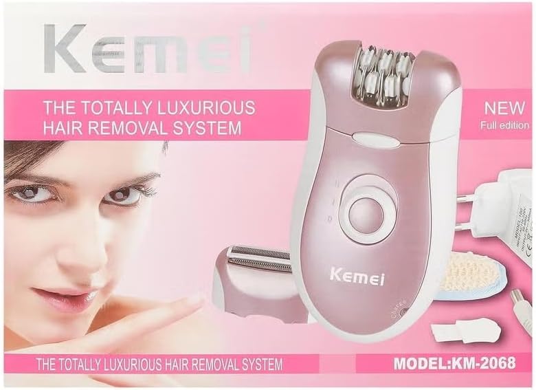 ماكينة إزالة الشعر للنساء من KM-2068 - قابلة لإعادة الشحن، للبشرة الحساسة، العناية بالجسم، للبشرة الحساسة وتقوم بنزع الشعر دون الم _ بمبي د