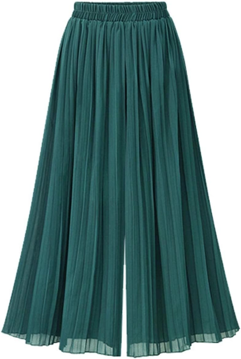 51dyLLis4vL._AC_SL1500_ بنطال كولوت شيفون واسع قصير للنساء بخصر مطاطي وثنيات، تصميم انسيابي وأنيق من ليوتكس - الصورة 4