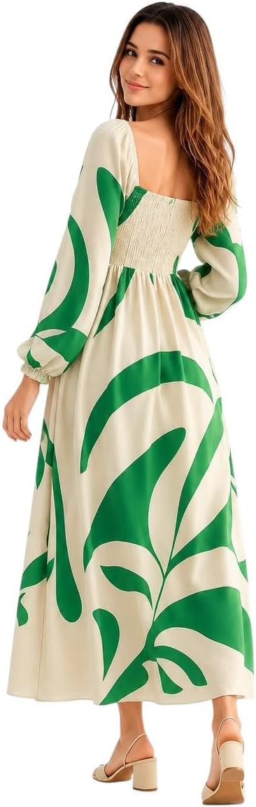 51e5bkxZjaL._AC_SL1500_ فستان شاطئ نسائي طويل بطبعة عصرية – كاش مايوه بأكمام طويلة وقصة واسعة مريحة للصيف والشاطئ - الصورة 3