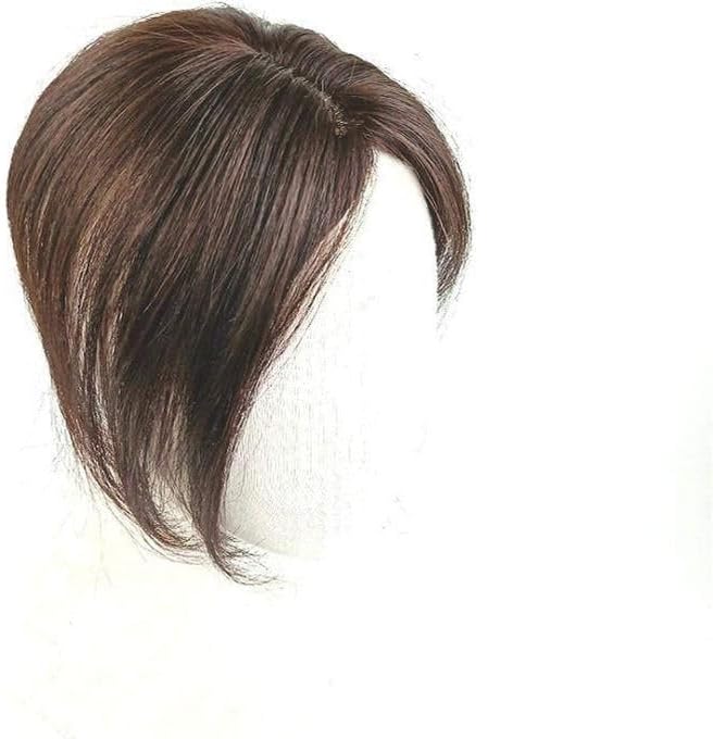 شعر مستعار قصير بني، شعر صناعي طبيعي، قطعة شعر علوية للنساء