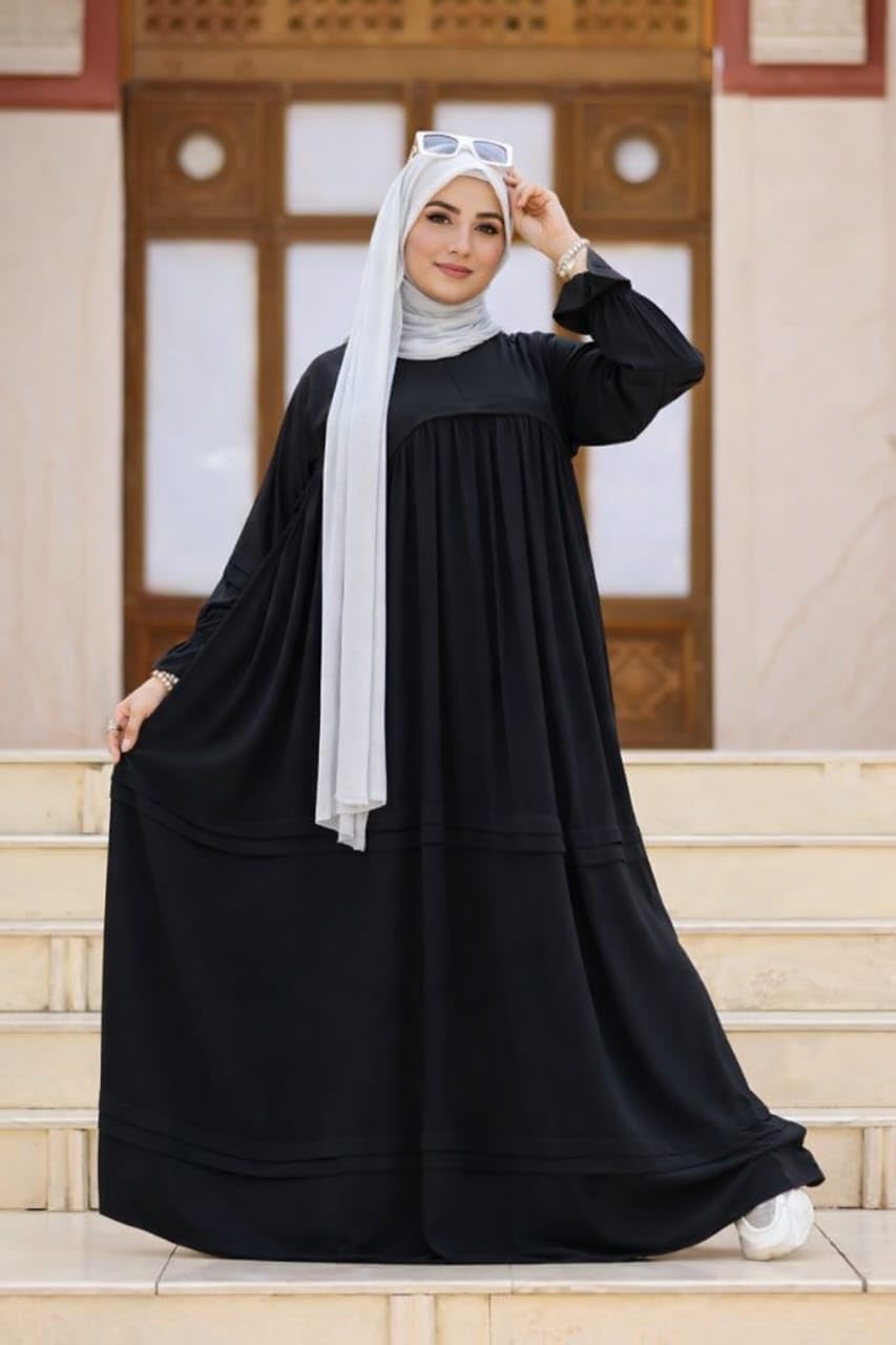 عباية إسلامية محتشمة طويلة الأكمام للنساء من جلاميا، أبيض، تصميم 1001