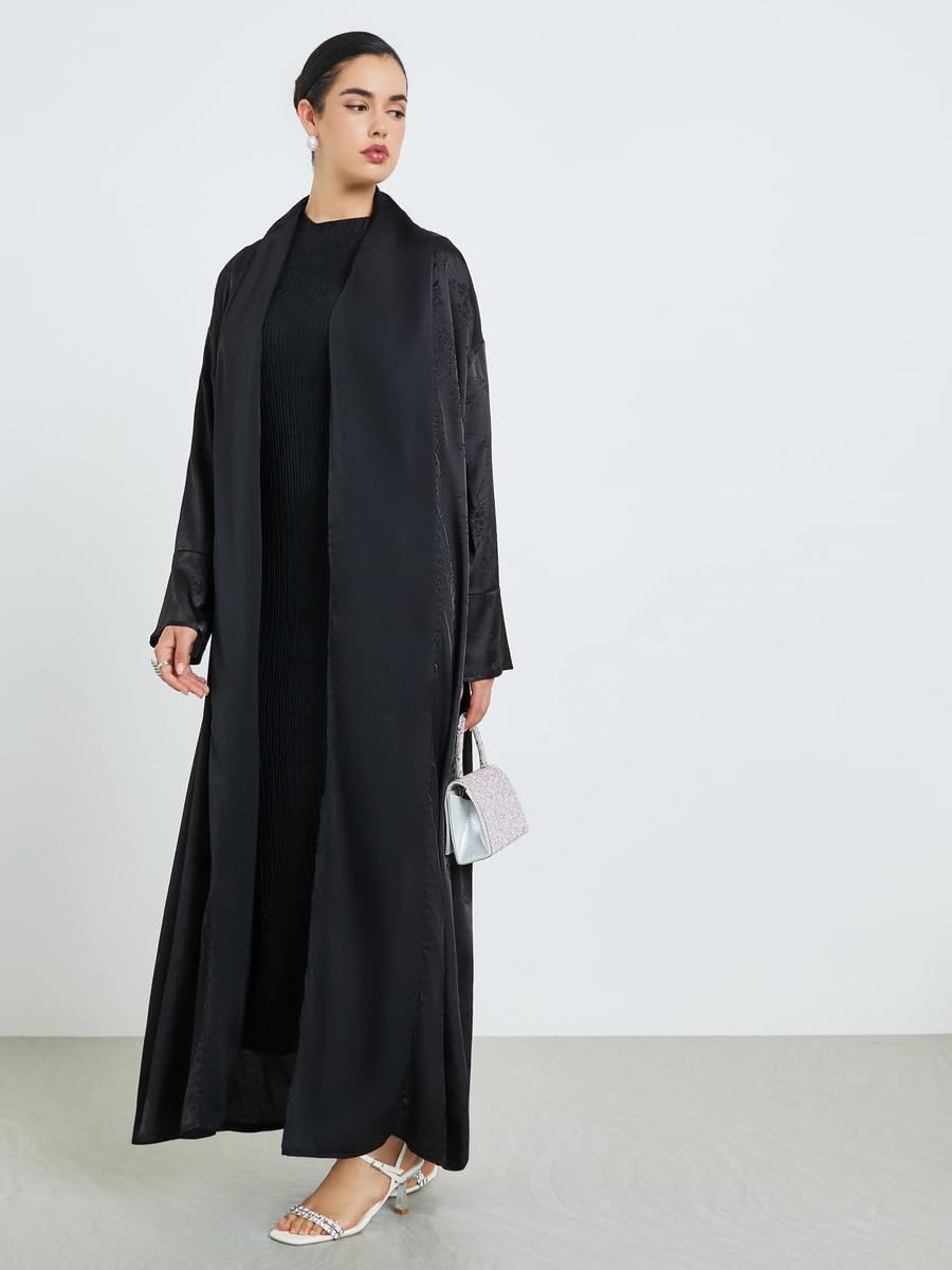 51qm-R-2iZL._AC_SL1500_ Amirah Women Black A-Line Abaya with Scarf,Black,S - الصورة 2