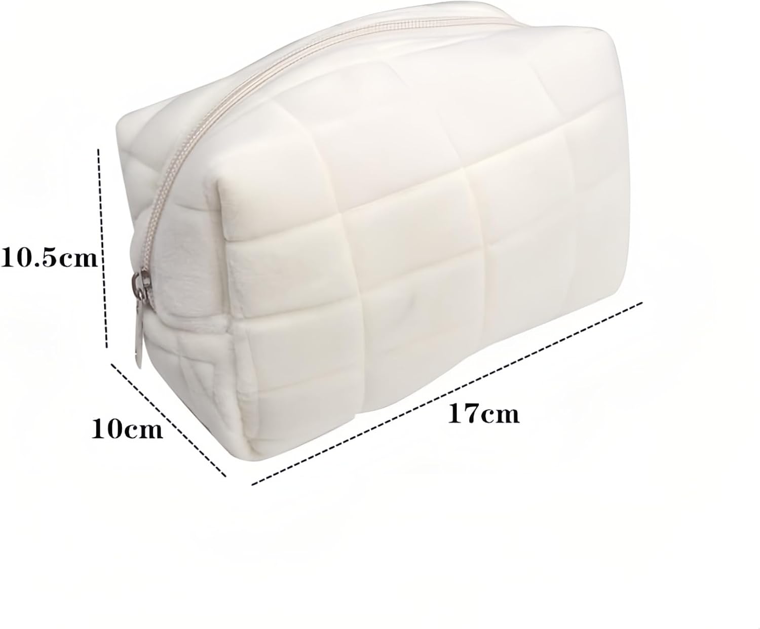 51sfwoJBSRL._AC_SL1500_ حقيبة مكياج مع سحاب من فوريو®، حقيبة مستحضرات تجميل للنساء، حقيبة تخزين قطيفة، حقيبة أدوات الزينة للسفر، حقيبة أدوات الزينة والمكياج في المطار متوافقة مع شركات الطيران - أبيض، قماش قطني - الصورة 2