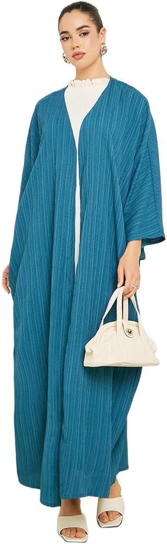 Amirah Women Teal Textured Abaya,Teal,S