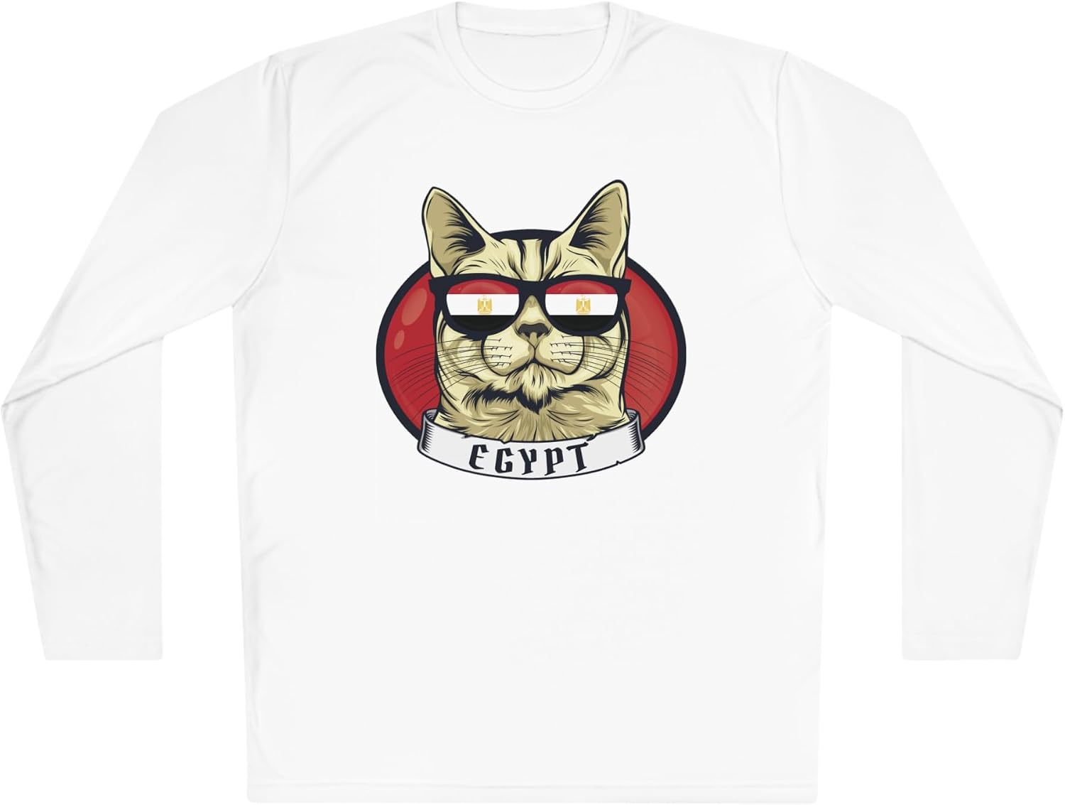 6110uFWVThL._AC_SL1500_ Cute Egypt Cat With Glasses Flag Long Sleeve Unisex T-Shirt تيشرت ابيض مطبوع بكم للرجال والنساء - الصورة 3