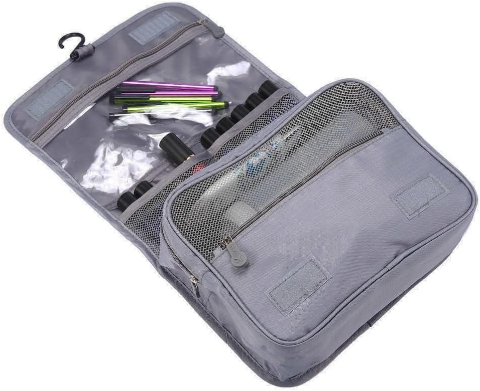 612YPD26zaL._AC_SL1500_ شنطة ادوات زينة معلقة للسفر من هاوس اوف كويرك مستحضرات تجميل محمولة منظمة للمكياج للنساء والبنات رمادي L بلاستيك بي في سي - الصورة 2