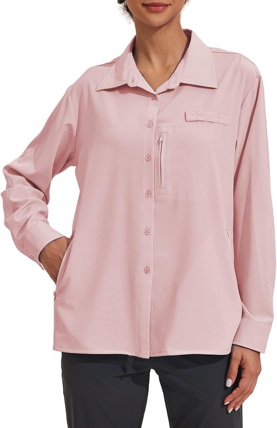613bgrQboBL._AC_SL1500_ بين سبارك قمصان للنساء بعامل حماية من الاشعة فوق البنفسجية 50+، بلوزة طويلة الاكمام للصيد في الهواء الطلق سريعة الجفاف للسفاري والمشي لمسافات طويلة مع جيوب - الصورة 2